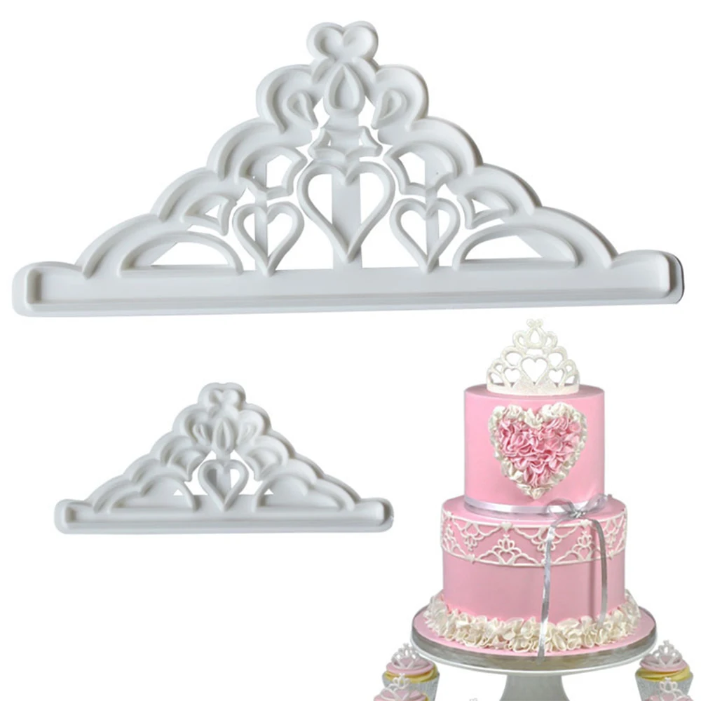 2pcs Crown Plastic Fondant Cutter Cake Mold Fondant Cupcake Decorating Tools Chocolate Gumpaste Mold Cake Decorating