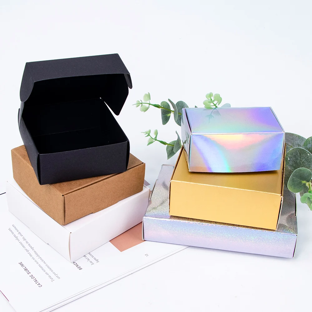 10pcs / laser gold and silver Kraft carton black and white packaging carton gift box soap box