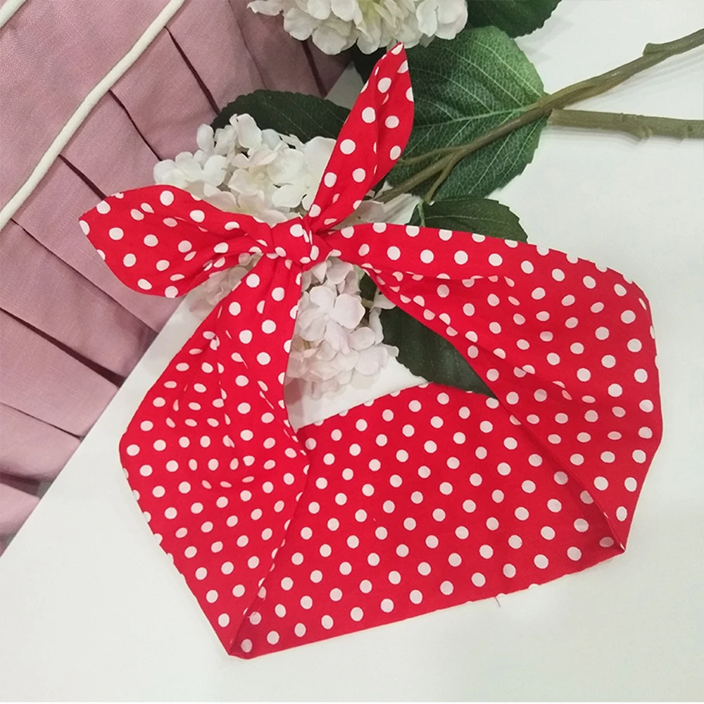 2023 Retro Women Vintage 50s Red Polka Dots Headband Hair Accessories Hairband Bow Rockabilly Pinup Hair Band