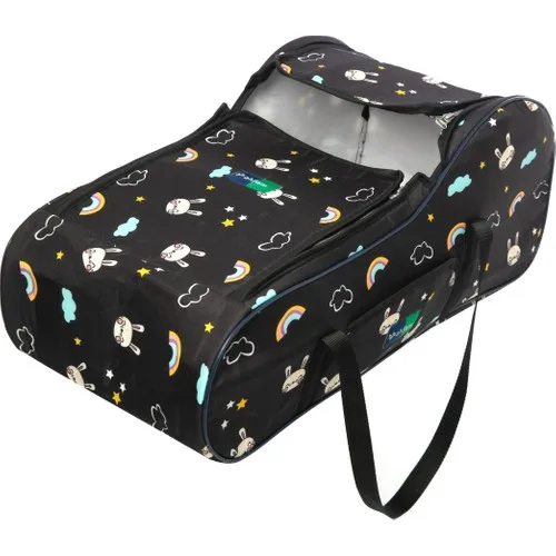 Ahfam Black Carrycot Main Lap Waterproof Patterned Fabric