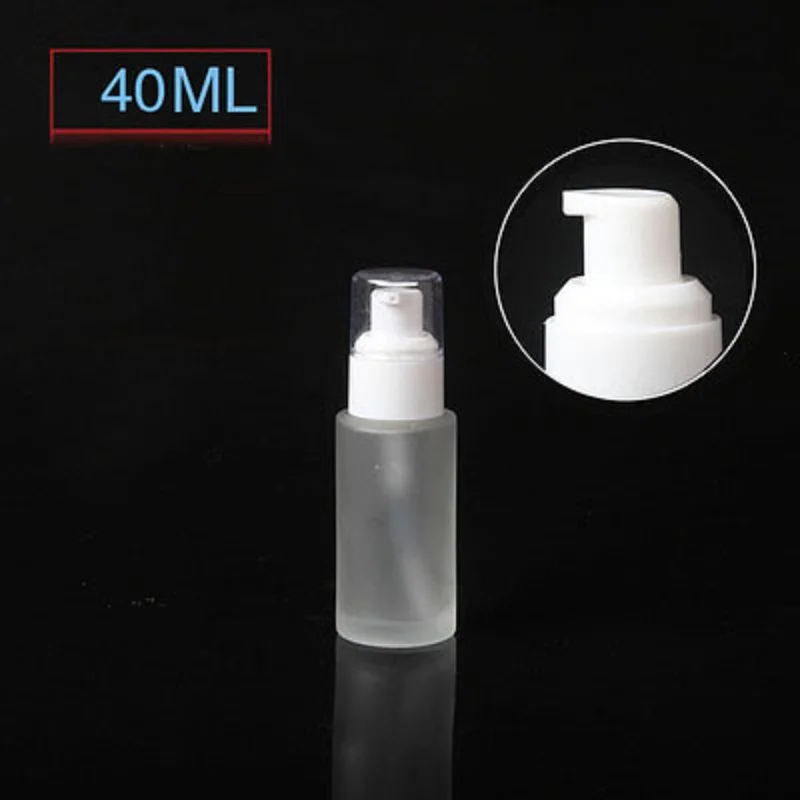 

40ml frosted/green/blue glass bottle with white pump clear lid for serum/lotion/emulsion/foundation/skin care cosmetic packing