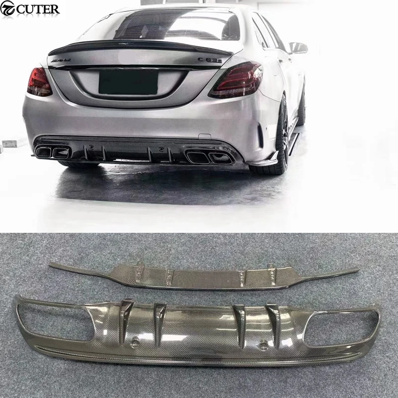 

W205 C300 C63 C43 Sedan Carbon Fiber Rear Bumper Lip Diffuser for Mercedes-benz W205 C63S C43 16-up