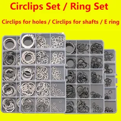Circlips for Holes / Circlips for Shafts / E Ring Combination Set Clamp Spring  Split Washer C-type E-type Circlip Plier Set