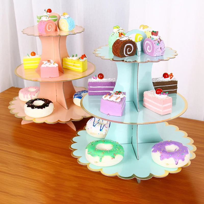 3-Layer Round Paper Cupcake Tree Stand Cupcake Wrappers Decorations Cupcake Stand For Wedding Birthday Party Decor Supplies