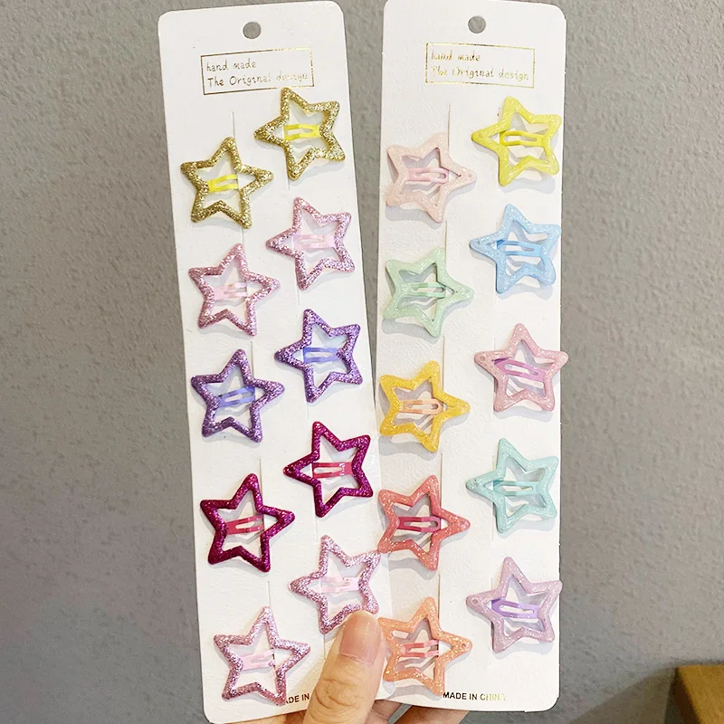 10 Stück/Set Neue Mädchen Süße Bunte Stern- und Tropfenförmige Haarspangen Kinder Niedliche Haarornamente Clip Haarklammern Modische Haaraccessoires – Detail 9