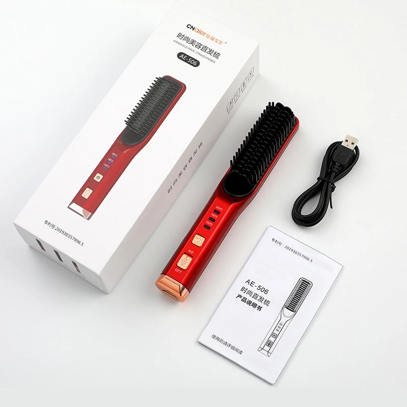 Peine alisador con pantalla Digital 3D, alisador de pelo eléctrico, herramienta de peinado