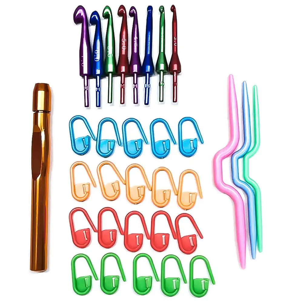 8PCS Aluminum Crochet hooks interchangeable knitting and crocheting accessories hook and knitting bag yarn Crochet kit so weave