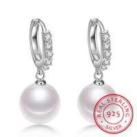 Pearl Earrings Genuine Natural Freshwater Pearl 925 Sterling Silver Earrings Pearl Jewelry For Wemon Wedding Gift