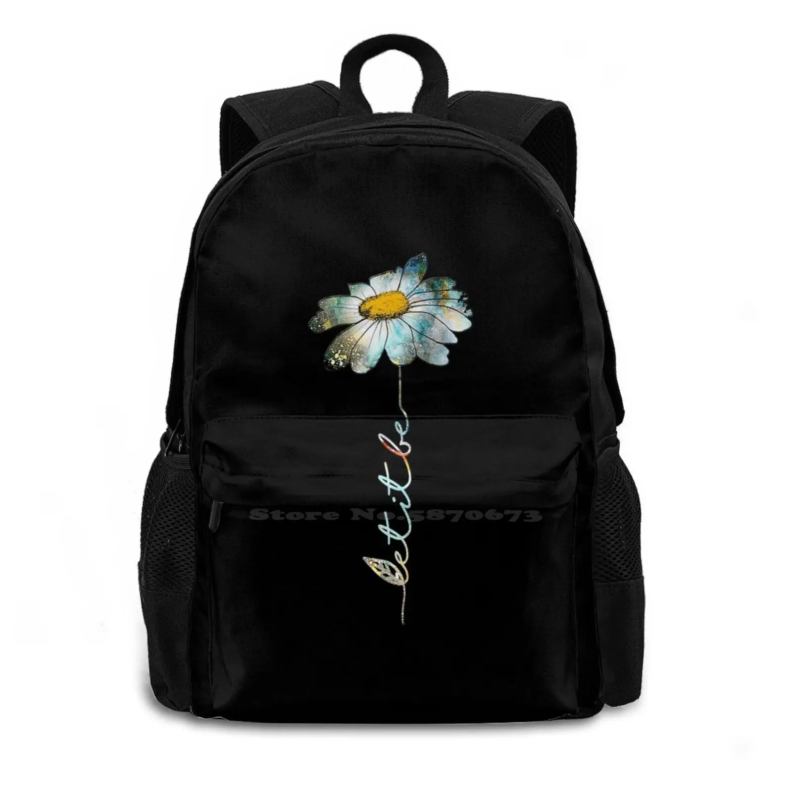 Mochila de grande capacidade para crianças, Flower Tees, Flor hippie, Sacos de viagem para laptop