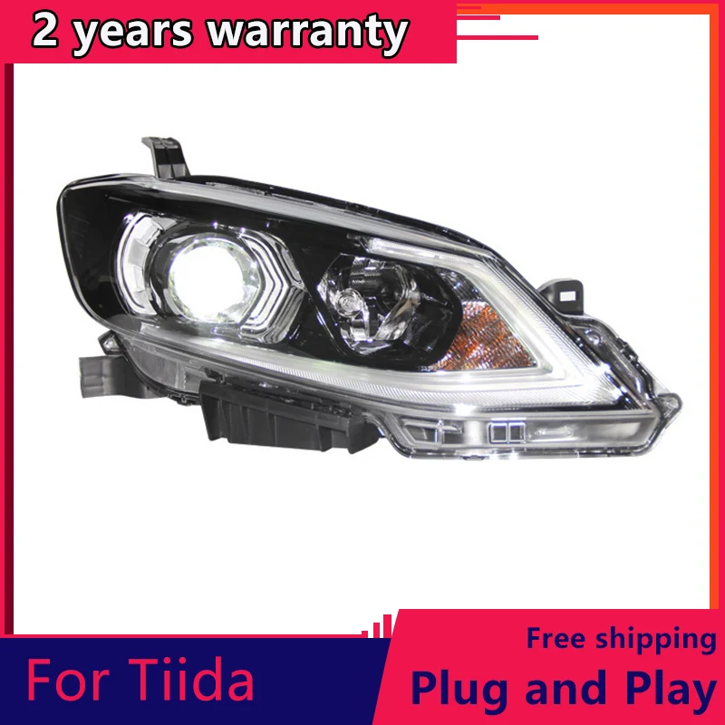 KOWELL  Car Styling for Nissan Tiida headlights 2016 2017 Tiida led headlight Head Lamp led drl projector headlight H7 hid