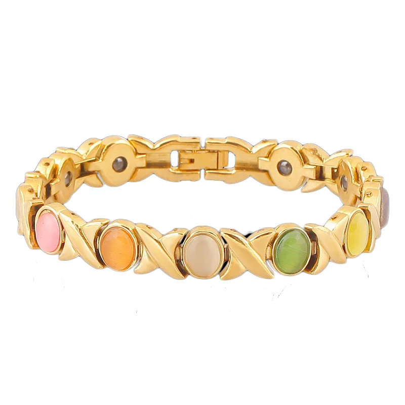 Hot Selling Opal Bracelet for Men and Women Gold-plated Trinkets Zinc Alloy Bracelet Popular Health Bracelet Bead Bracelet