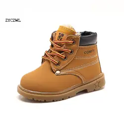 Spring Autumn Children Ankle boots Winter Girls Boots Boys Plush Snow Motorcycle Boots Lace-Up Rome Boots Kids Shoes