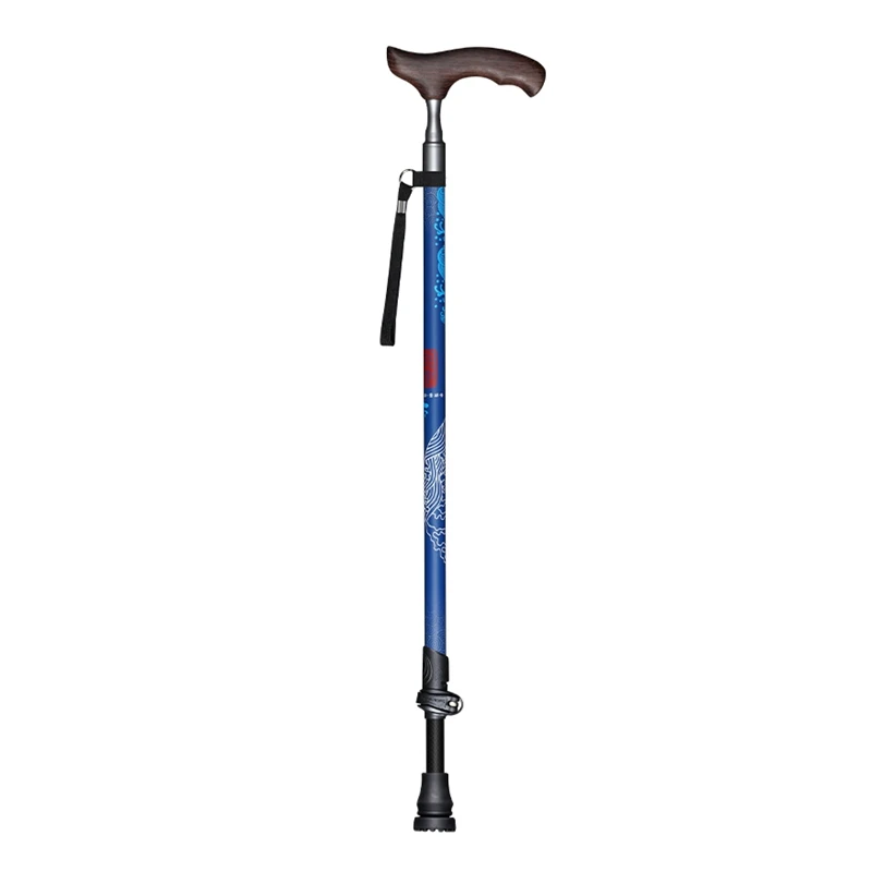 Bastoncini da passeggio con manico a T in legno in fibra di carbonio per turismo canna da Trekking Nordic Walking Pole stampelle da Trekking Bar