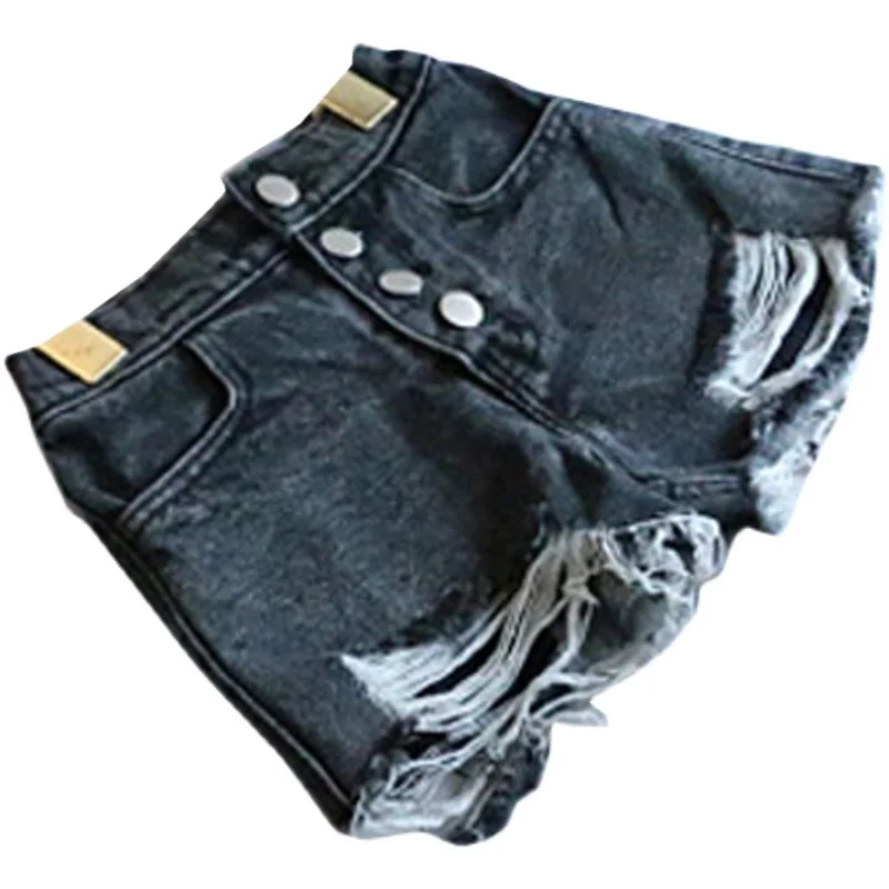 New Girls Spring And Summer Clothes Ripped Jeans Korean Denim Shorts Children\'s Worn Button Denim Hot Pants