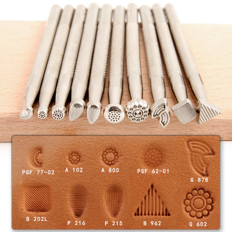 Leathercraft Stamping Tools Kit for Radiation Pattern Designs, Stamp Working Making Carving Handmade Art DIY Leather Product Set