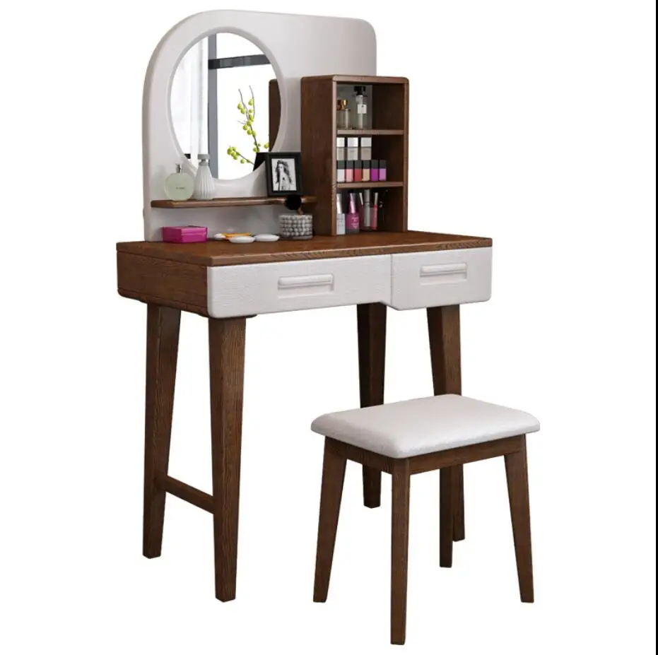 Nordic solid wood dressing table bedroom modern minimalist 3D embossed dressing table small apartment dressing table