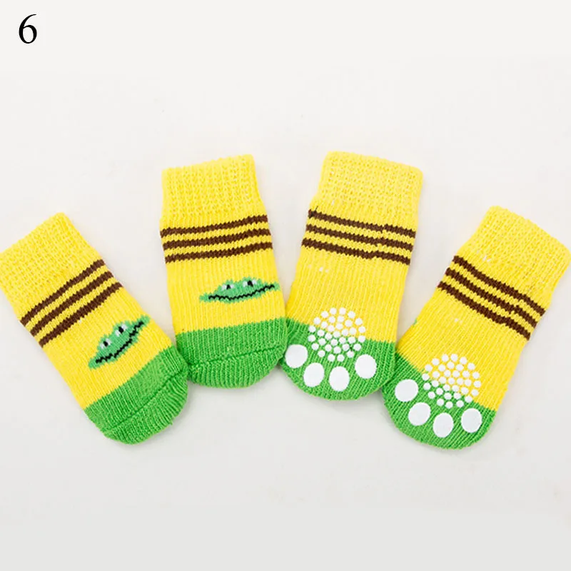 4Pcs Warm Puppy Dog Socks Pet Knits Socks Cute Cartoon Anti Slip Socks For Small Dogs Soft Acrylic Pet Shoes Pet Supplies