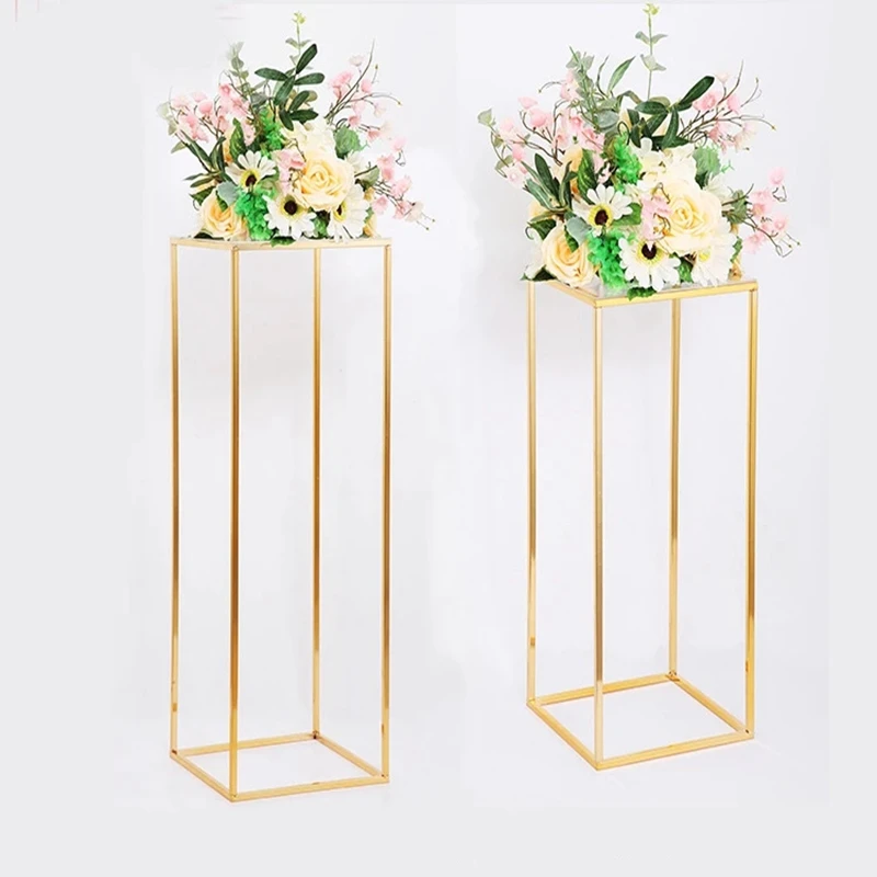 Imagem -04 - Banhado a Ouro Arco do Casamento Geométrica Flower Stand Decoração de Casa Metal Brilhante Retângulo de Ferro Quadro Quadrado Backdrop Peças Lote