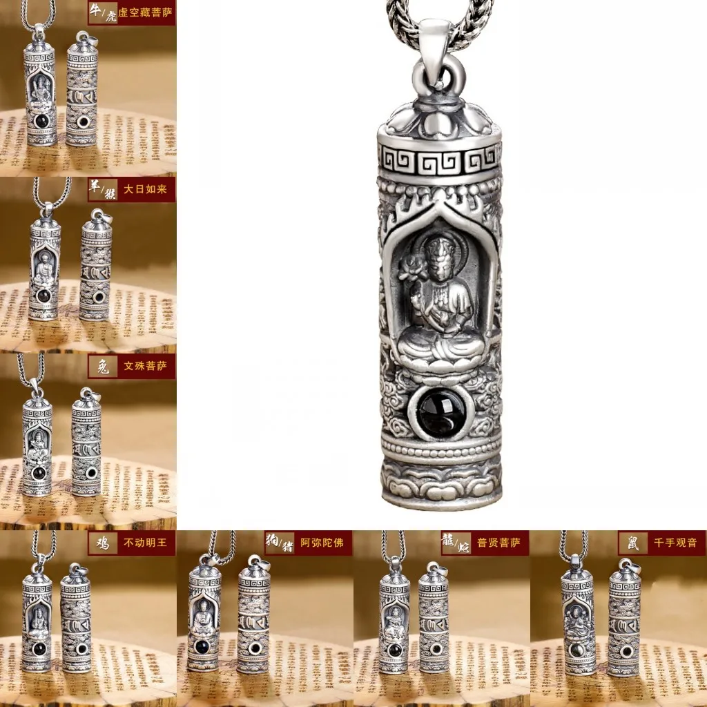 BOCAI S999 ciondolo in argento Sterling per uomo donna Nano Projection Heart Sutra Life Guardian Buddha amuleto gioielli spedizione gratuita