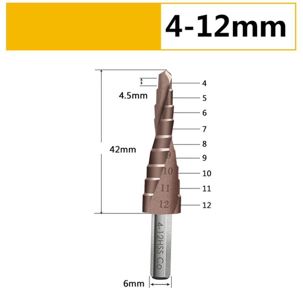 M35 Mata Bor Reaming Pembuka Langkah Spiral Shank Segitiga 4-12/20/32Mm