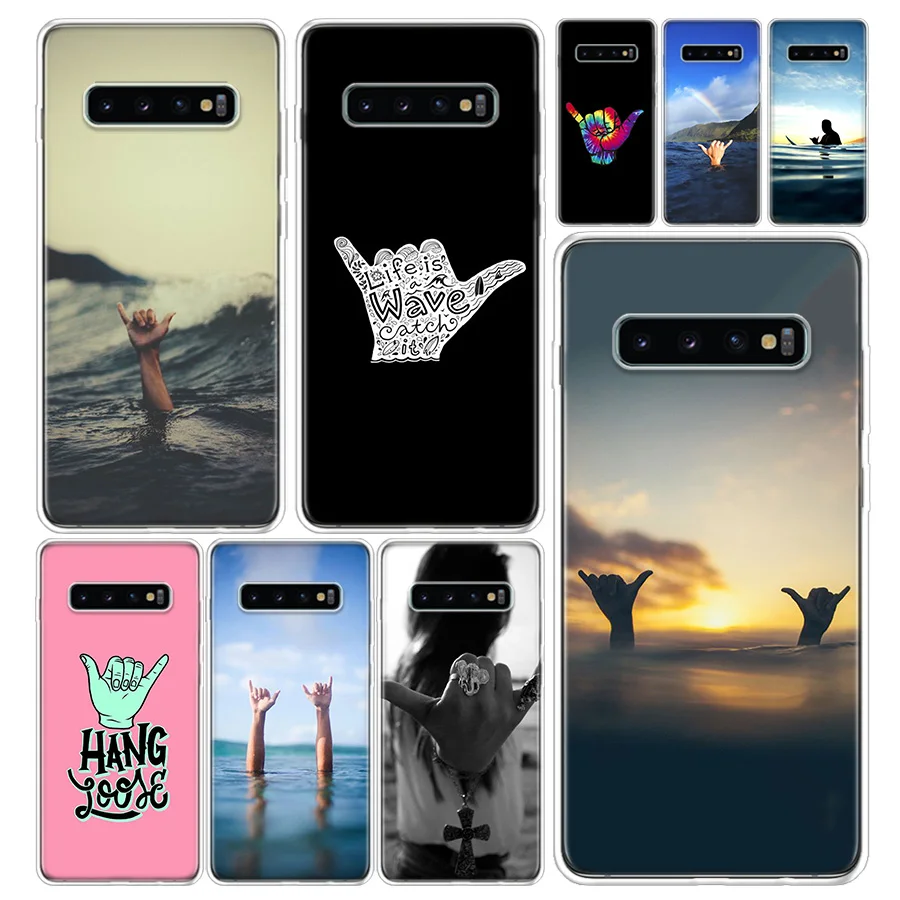 Surfer Surf Hang Loose Shaka Phone Case Cover for Samsung Galaxy S20 S21 FE S22 S23 S24 Ultra S10 S10E S9 S8 Plus + Art Gift Coq