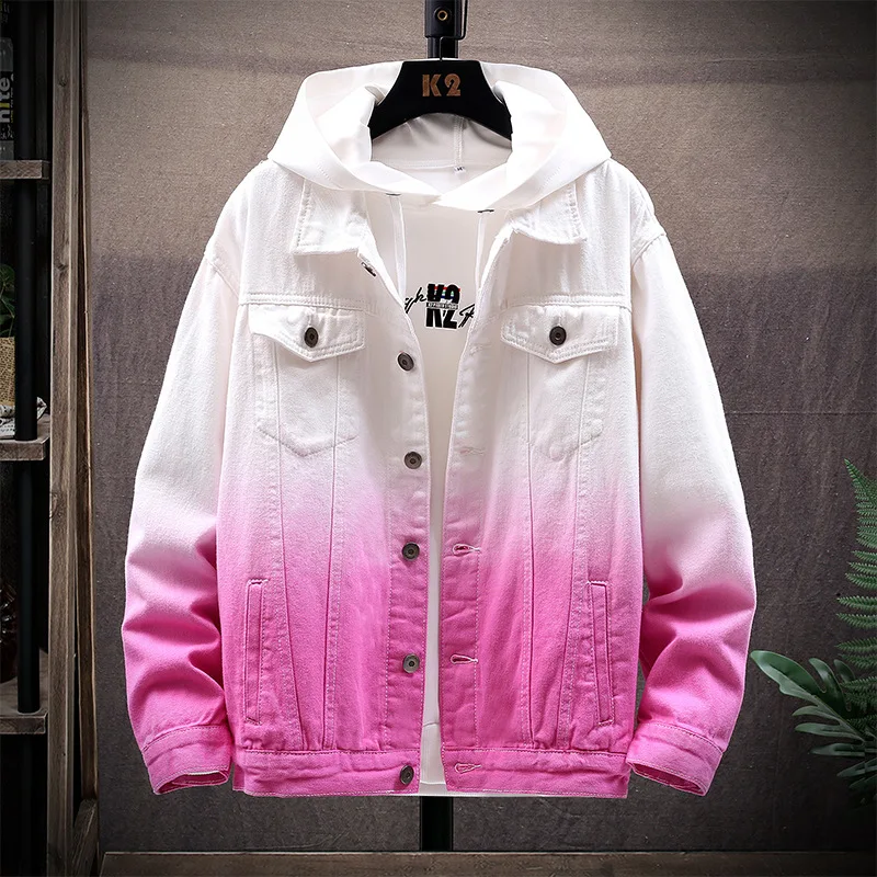 

Men's Jeans Slim Fit Gradient Color Denim Jacket Jeans Ins Tide Fashion Brand Tooling Retro Handsome Men's Denim Jacket