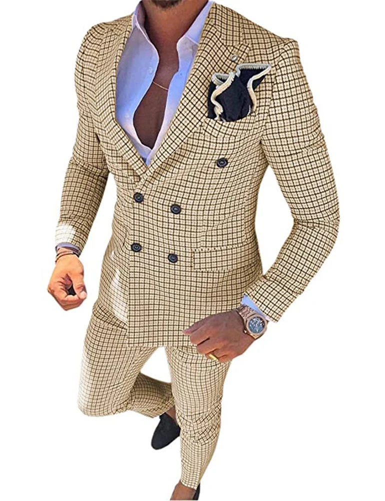 Conjunto de traje de 2 piezas para hombre, Blazer DE BODA ajustado, traje de Tux, pantalones, chaqueta de vestir Formal, pantalones, esmoquin de negocios y pantalones