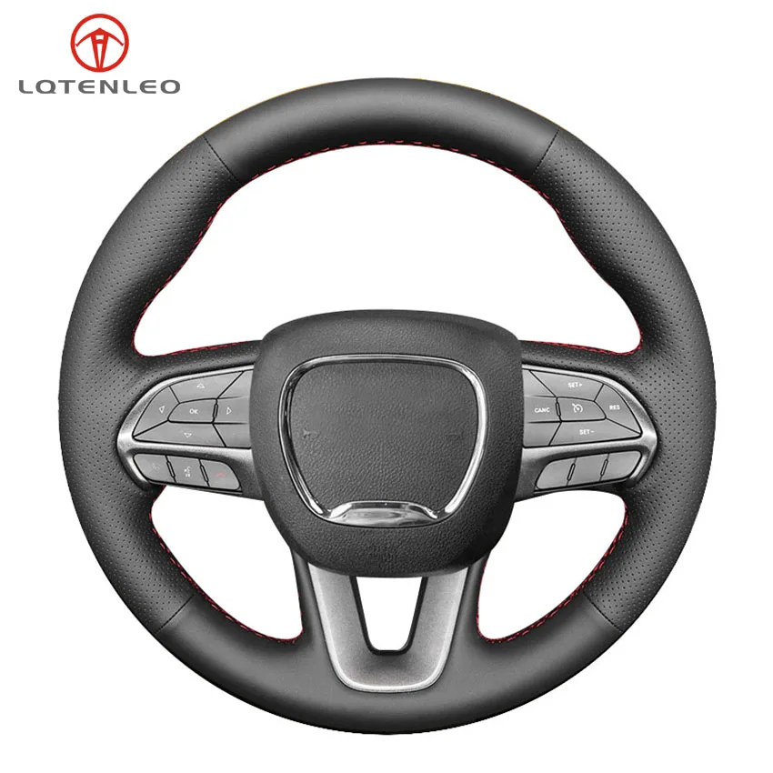 LQTENLEO Black Artificial Leather Car Steering Wheel Cover For Dodge Challenger 2015-2021 Charger 2015-2021 Durango 2015-2021