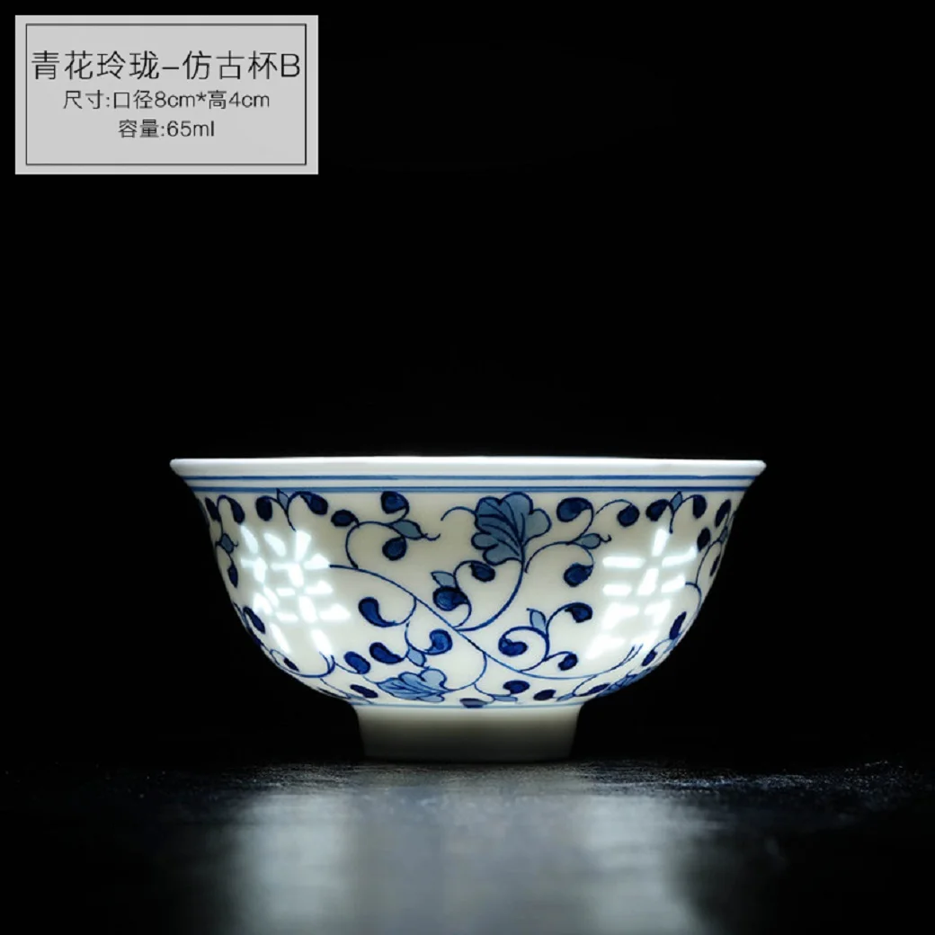 

Jingdezhen Ceramic Kung Fu tea cup tea cup antique blue and white porcelain exquisite Master Cup single cup hand-painted exquisi