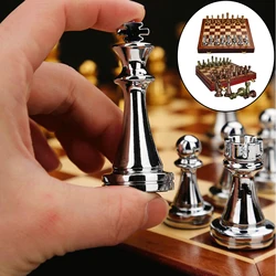 Pro Metal Chess Set Board for Adults and Kids with Metal Pieces Board Game Professional Chessboard Beginner Set Magnetic Travel