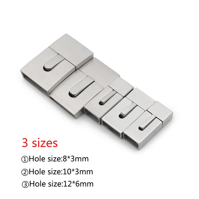 1 PCS Stainless Steel Jewelry Finding Flat Clasps for Making Bracelet Gold Silver Buckle for Learter Cord 8X3 10X3MM Connectors