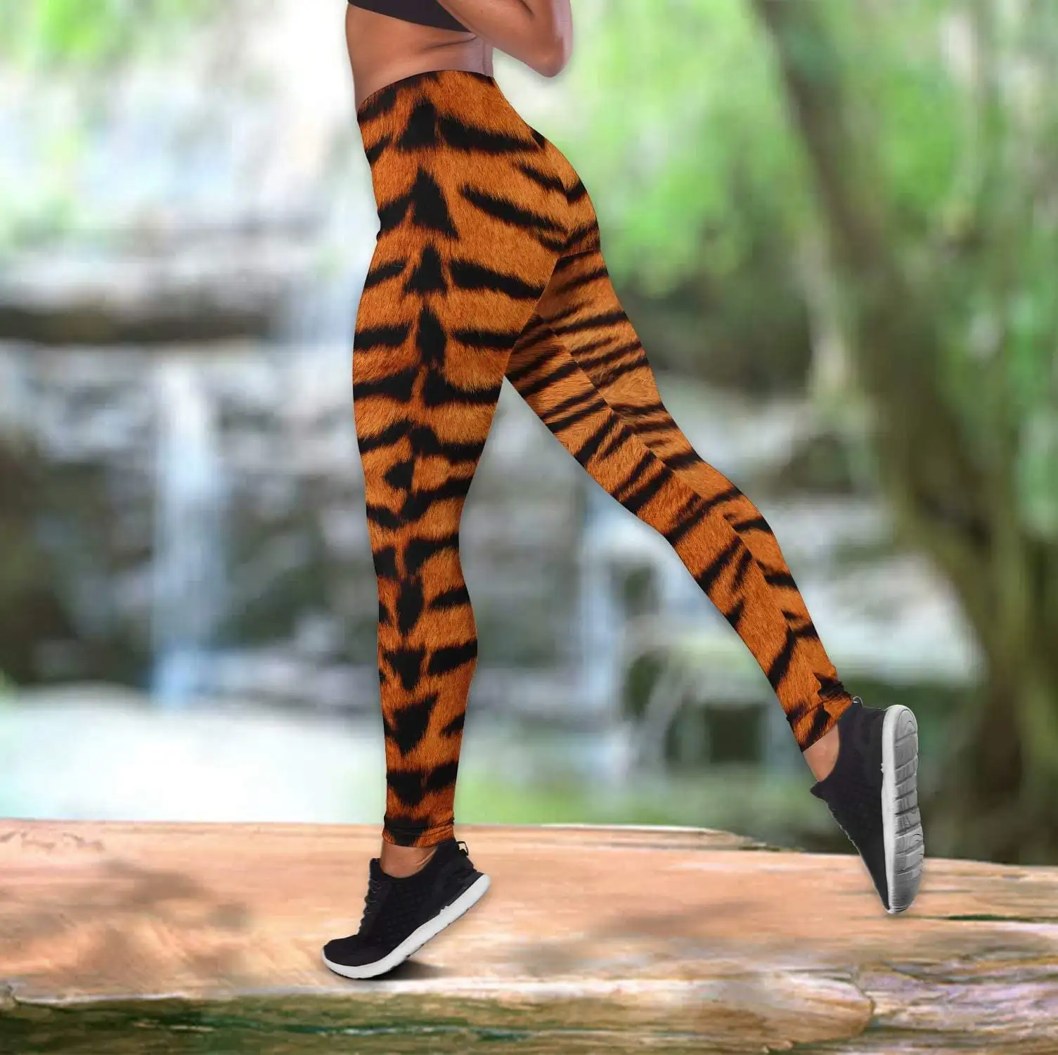 Powerful Tiger 3D All Over Printed Hollow Tank Top & Leggings Set Fitness Female Full Length Leggings Running Pants DDK57