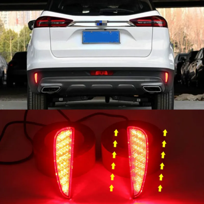 2PCS Rear Bumper Tail Light Driving Lamp Turn Signal Lamp Rear fog lamp LED Reflector For Geely Boyue 2020