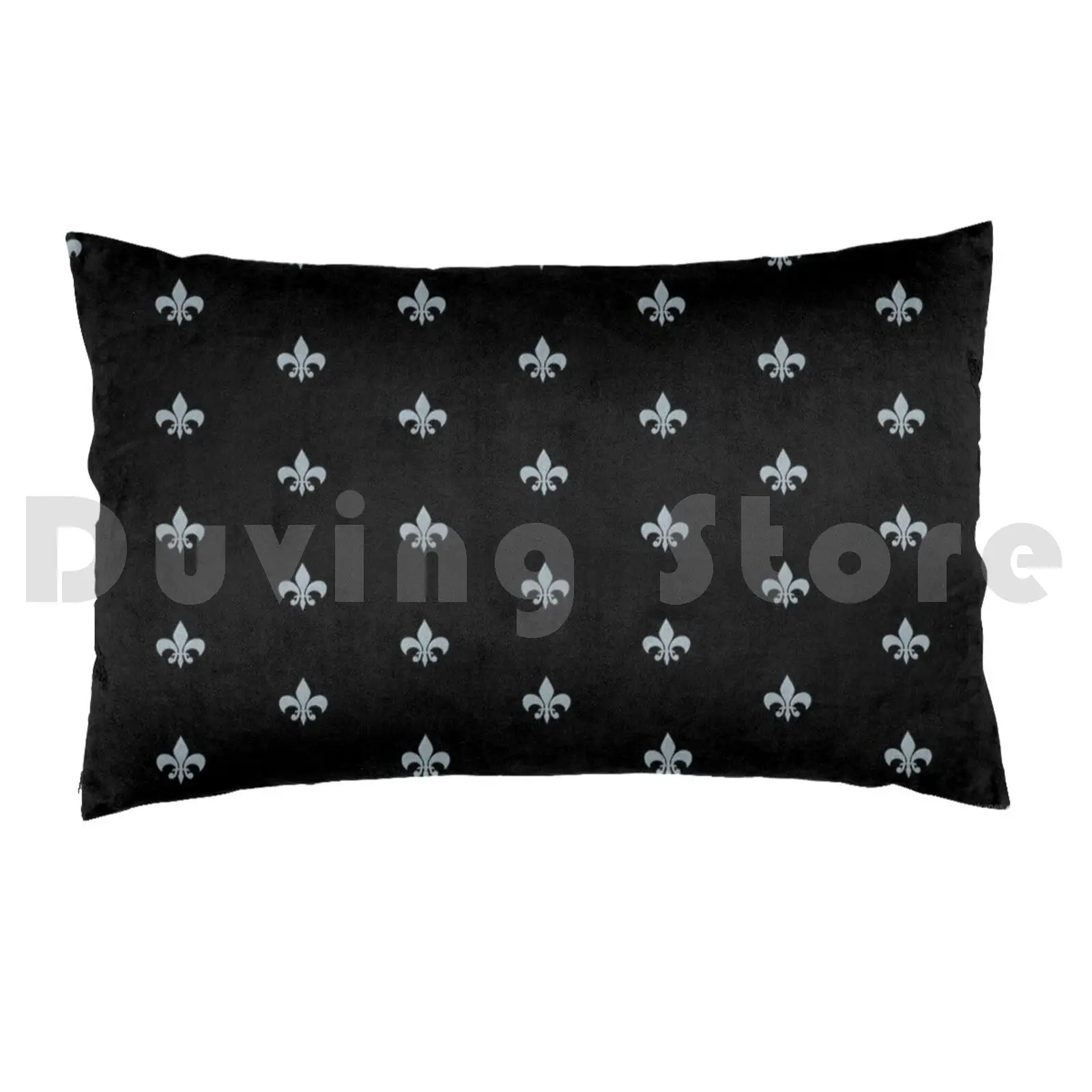 Bluish Gray Fleur-De-Lis Black By Sugarkanes. Pillow Case Printed 50x75 Fleur De Lis Health