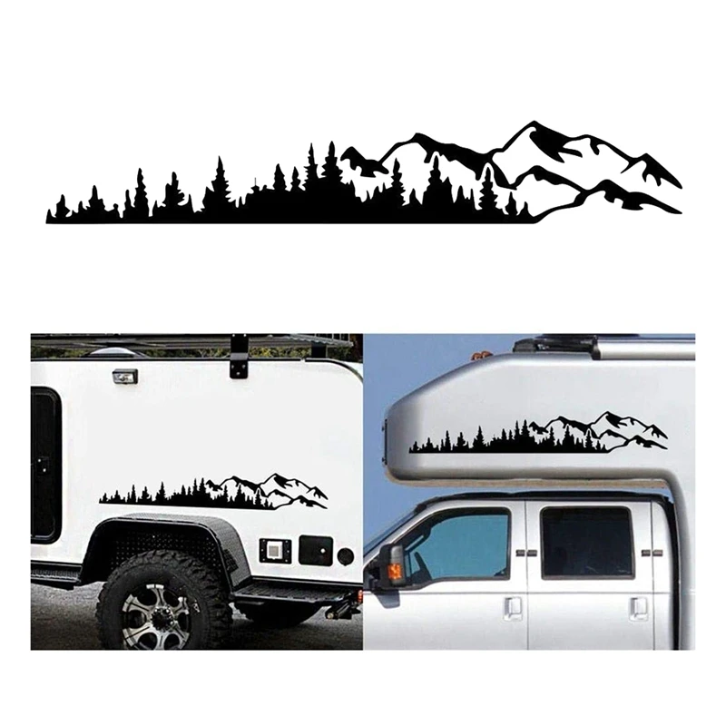 NEW-RV Motorhome Side Body Window Bumper Sticker Large Mountain Tree Decal Sticker Decoration for Car RV Truck