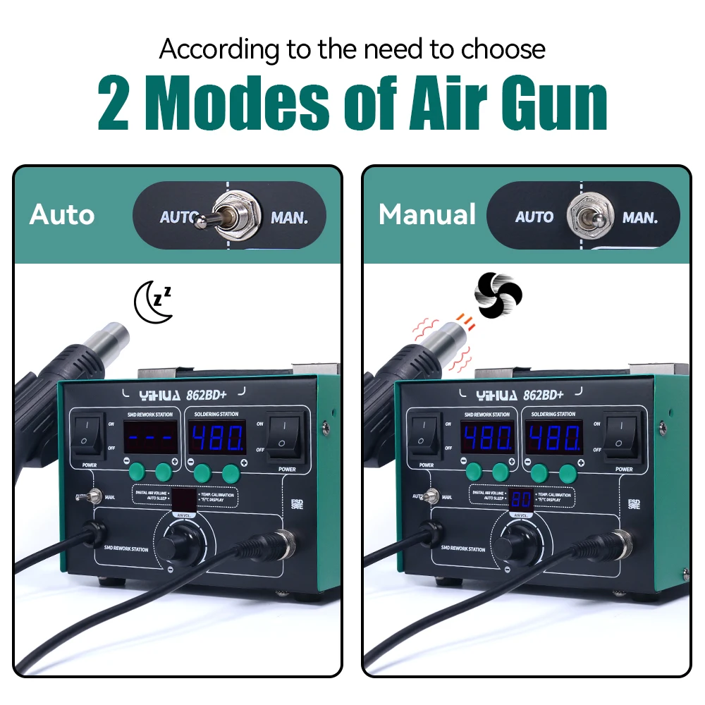 High Power YIHUA 862BD+ Hot Air Gun Soldering Station With Imported Heater Used For Phone Repair And Solder