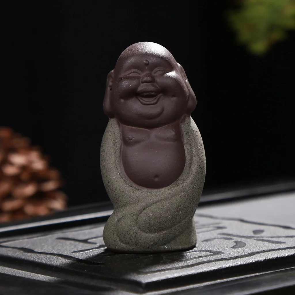 Sand Little Monk Figurine Chinese Tea Pet Little Buddha Statue Tea Tray Decoration Home Tabletop Ornament