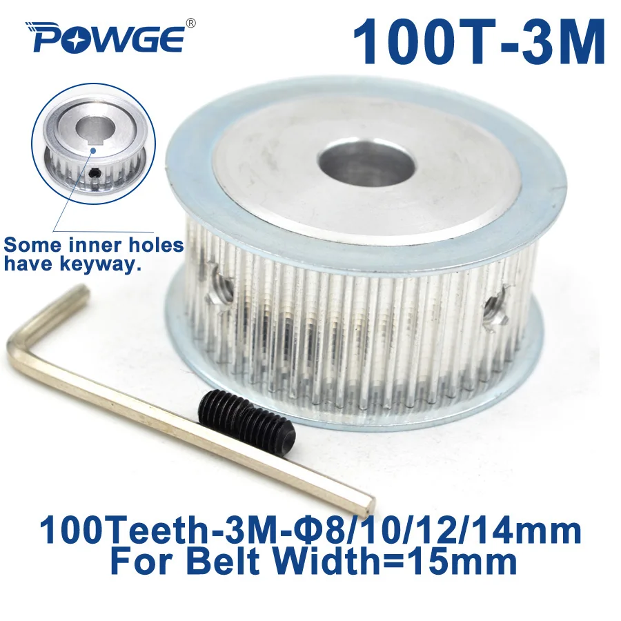 

POWGE Arc 100 Teeth HTD 3M Synchronous Timing Pulley Bore 8/12/15/16/19/20mm for Width 15mm HTD3M Timing Belt gear 100T 100Teeth