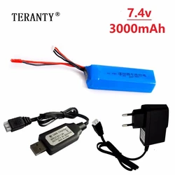 充電式リポバッテリー,3000mah,7.4v,frsky taranis x9d plus用,バッテリー充電器7.4v,アップグレード,おもちゃのアクセサリー