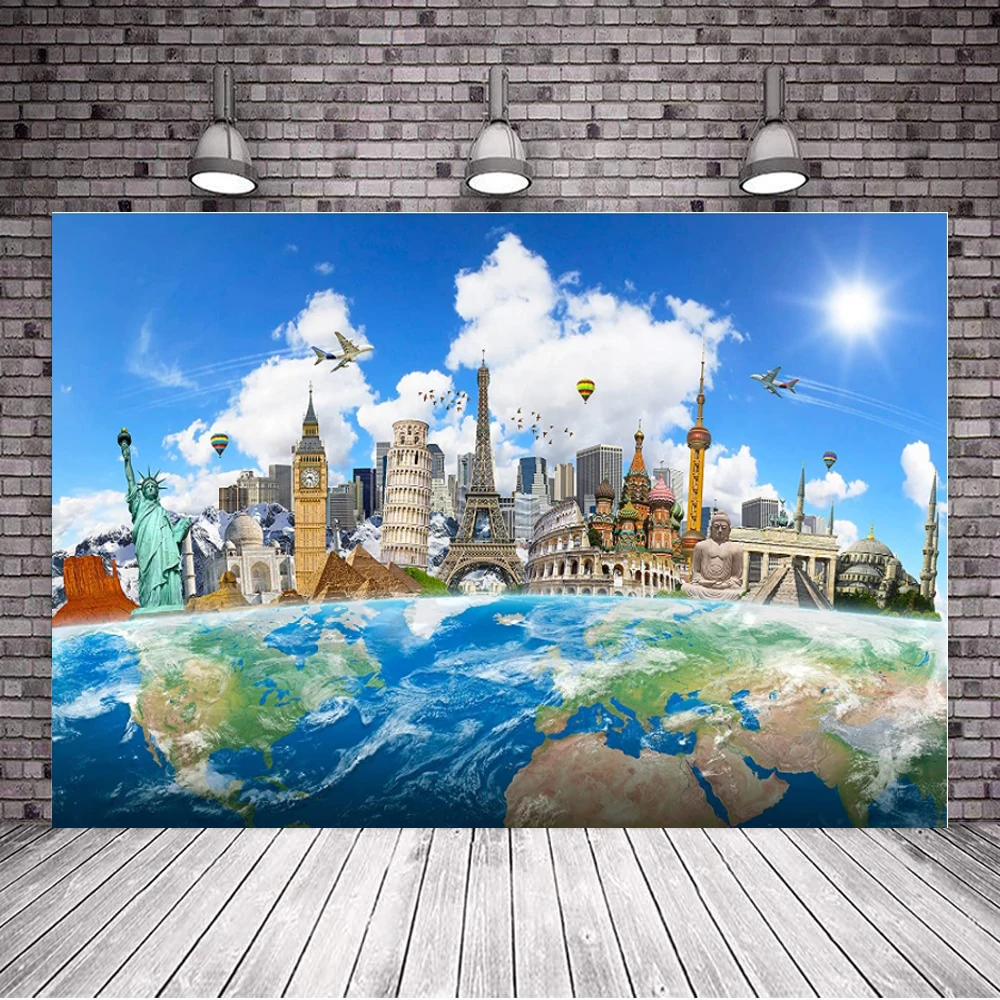 Global Travel Photo Background Landmark On Earth Photography Backdrop Photo Studio Background Props