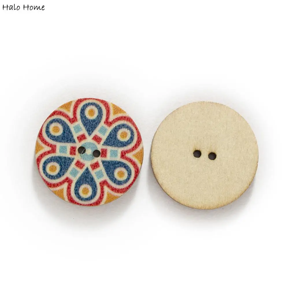 50/100pcs Retro Series Painted Round Wood Buttons Handwork Sewing Scrapbook Clothing Crafts Accessories Gift Card 15-25mm