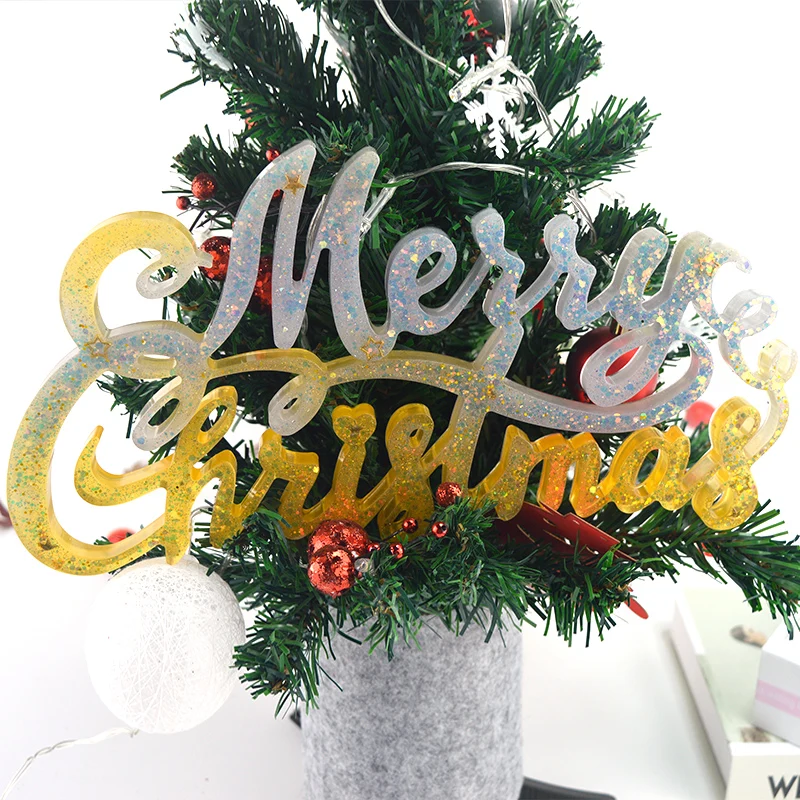 DIY Letter Moule Resine Love Family Merry Christmas Captial Epoxy Resin Molds Silicone Home Decoration Molde Silicona Resina