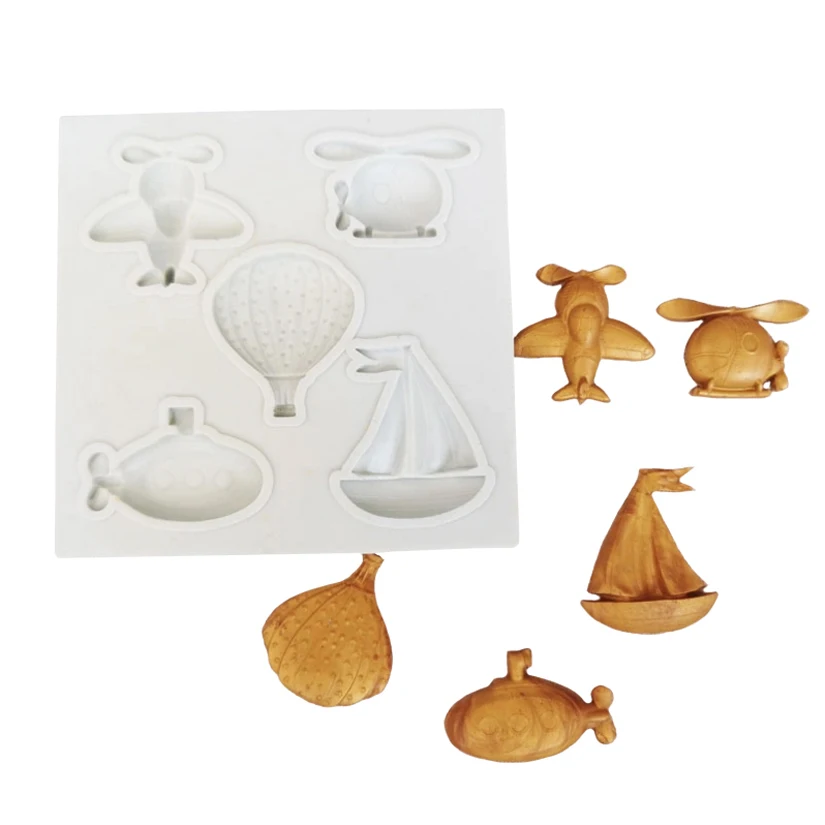 Airplane Sailboat Helicopter Silicone Mold Sugarcraft Chocolate Cupcake Baking Mold Fondant Cake Decorating Tools