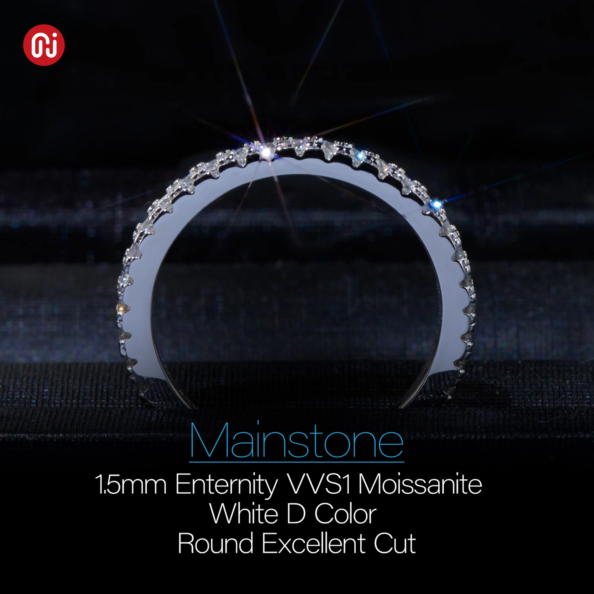 GIGAJEWE Moissanite 1.5mm Round Cut White D VVS1  925 Silver Full Enternity Ring Diamond Test Passed Fashion Woman Girl Gift view 3