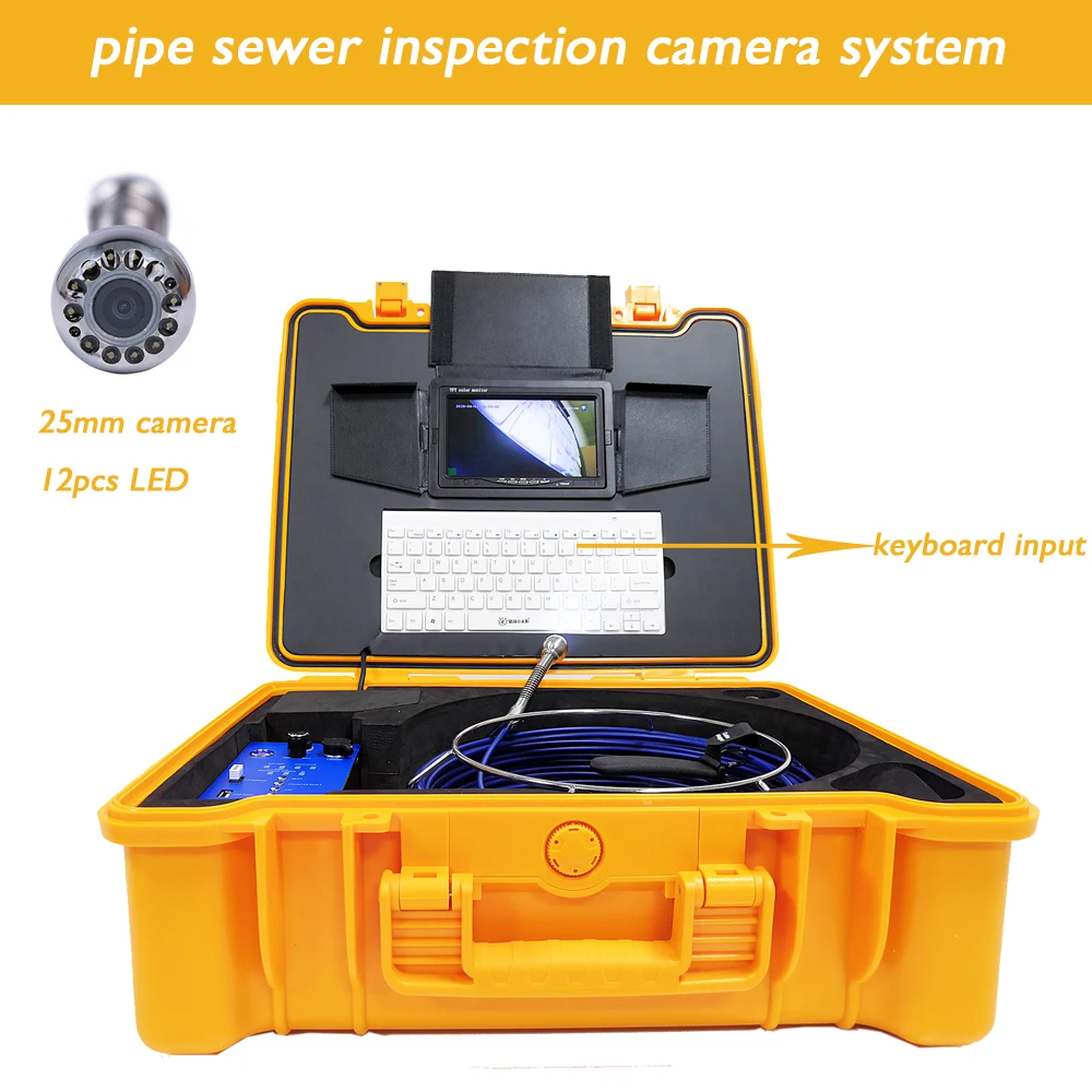 

8GB SD Card With DVR 7inch 20m Sewer Pipeline Drain Industrial Endoscope System 1080P HD 25mm CCTV Pipe Inspection Video Camera