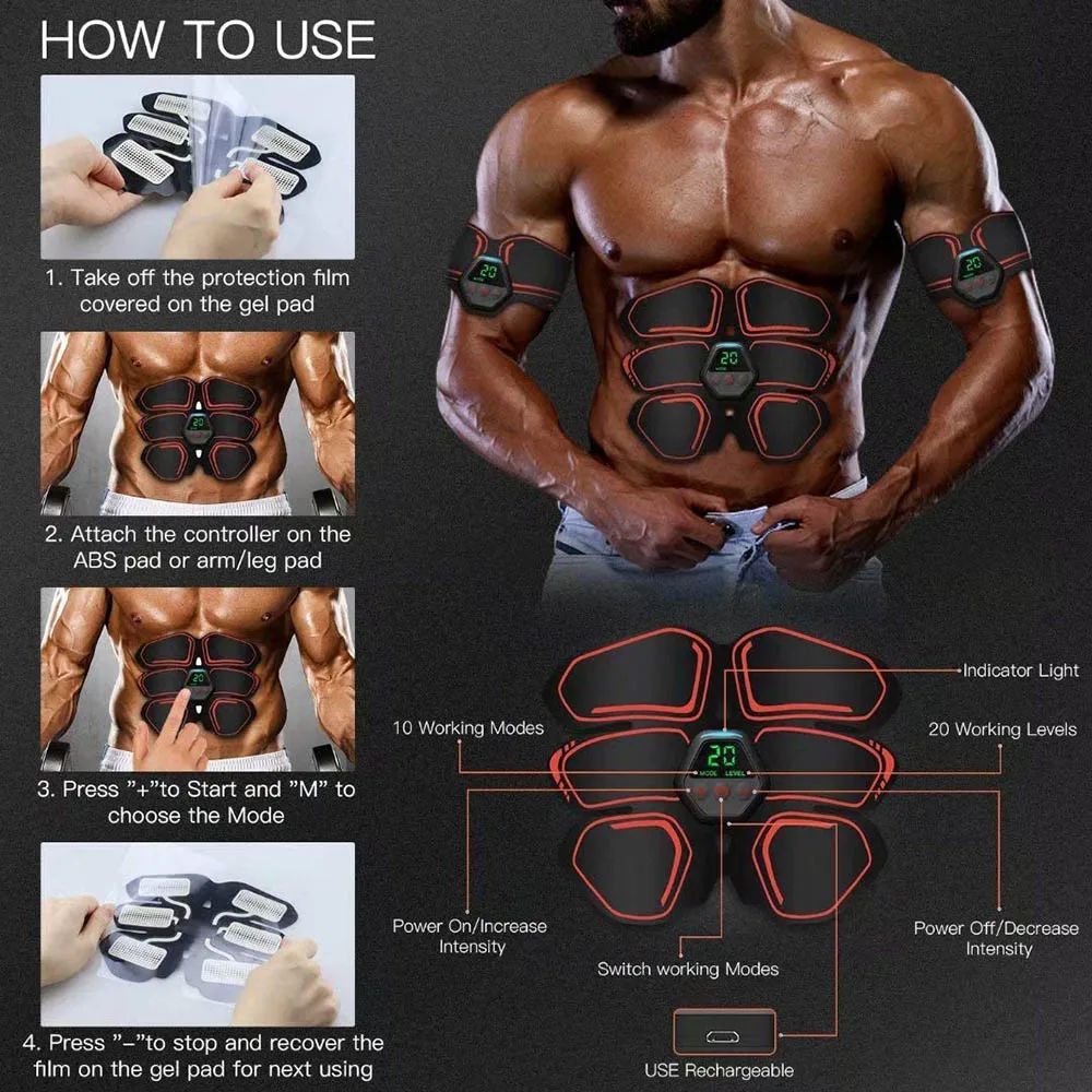 Exercise Machine Slimming Belts Weight Loss Products EMS Electrostimulator ABS Trainer Abdominal Muscle Stimulator for Men Women