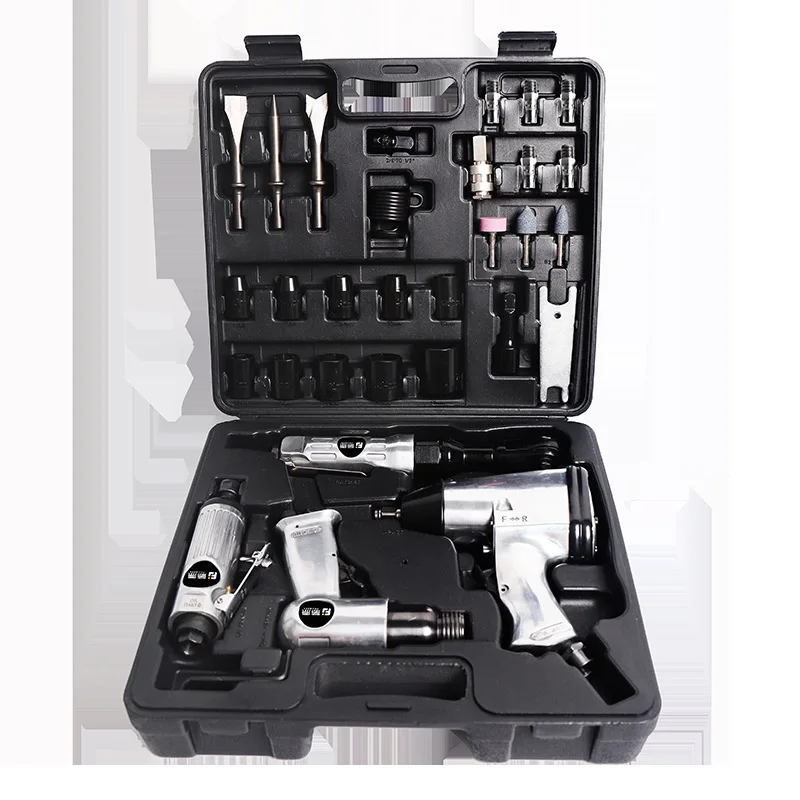 4pcs Pneumatic Tool Set, Air Shovel, 900N.M Torque Wrench, 68N.M Ratchet Wrench, Pneumatic Grinding Machine Air Hammer