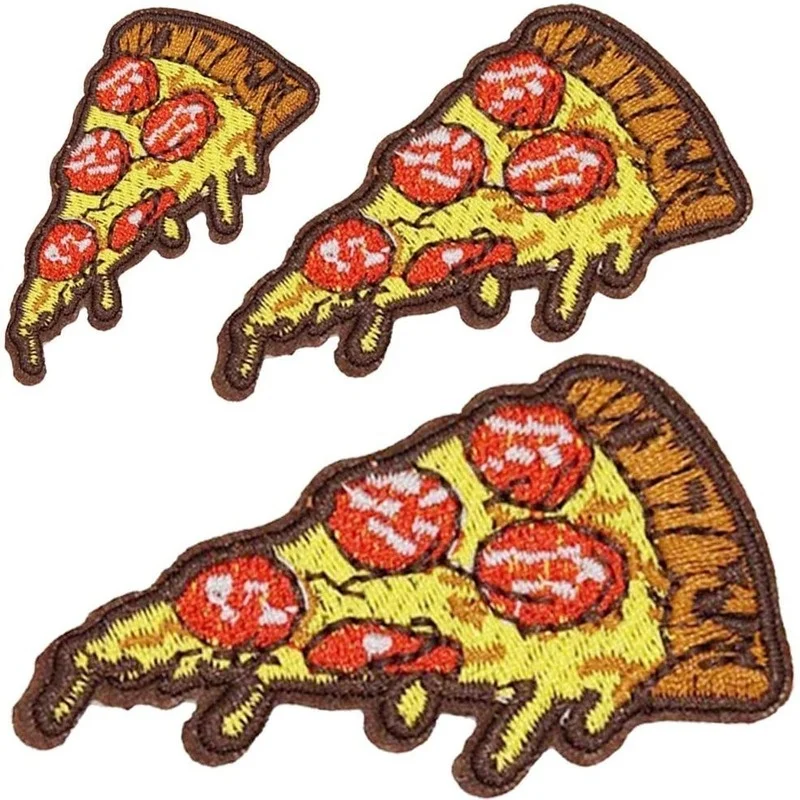 3pcs Different Size Sew-on/Iron-on Pizza Patch for Kids Clothing