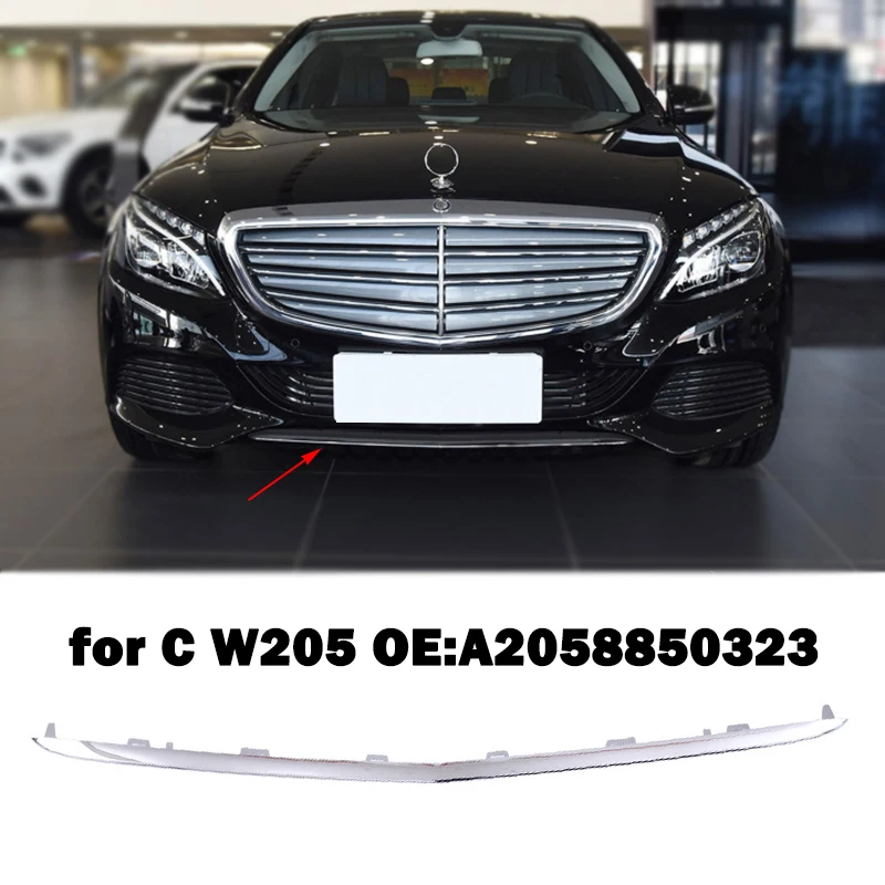 

A2058850323 Front Chrome Plating Chromium Chromed Trim Bumper Lip Spoiler For Mercedes Benz C Class W205 C350 C220 C300 Styling