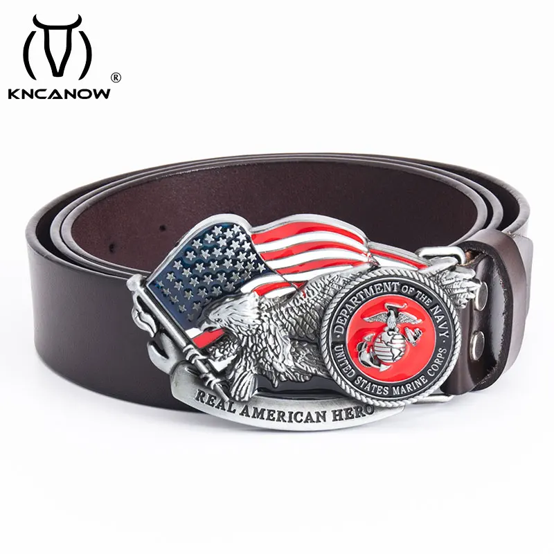 New Men & Women High Quality Male Genuine Leather Belt Navy Patriotic Retired Soldiers Jeans Military Equipment Tactical Strap